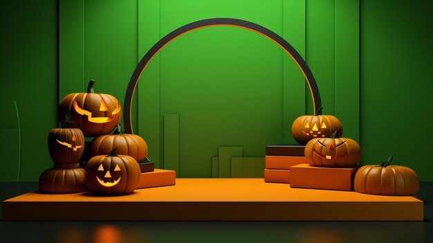 Foto podium di zucca di halloween