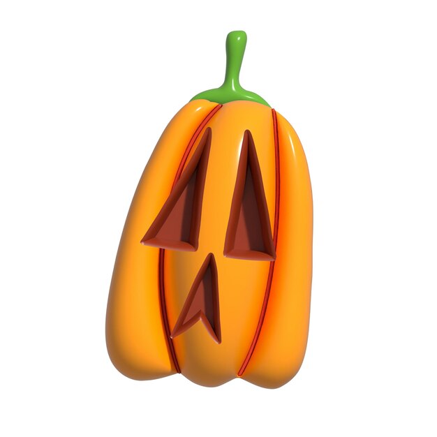 Halloween Pumpkin Realistic 3d Orange Pumpkin with Sad face emotion