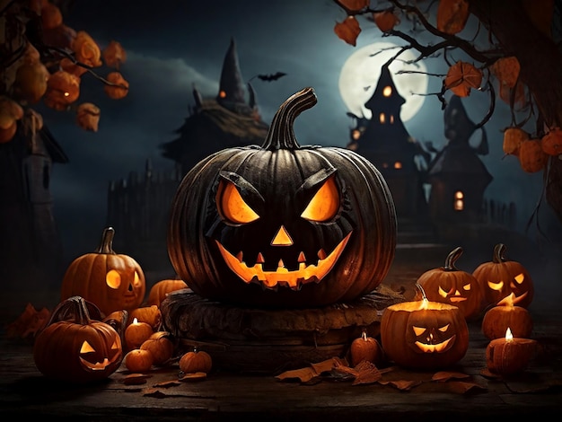 Halloween pumpkin scene