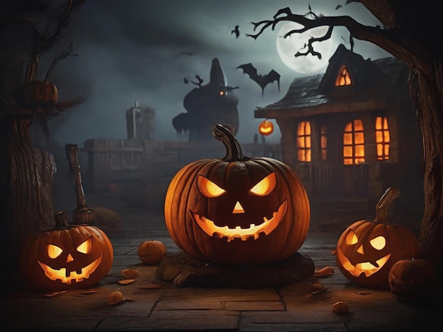 Halloween pumpkin scene