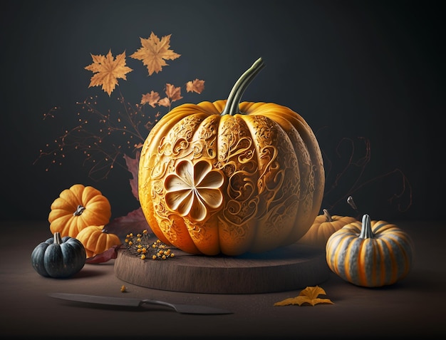 Halloween pumpkin Thanksgivings day decoration Generative AI