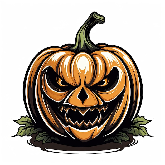 Halloween scary pumpkin in flat style Holiday cartoon concept 3489206  Vector Art at Vecteezy