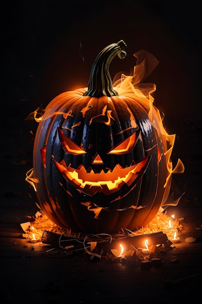 Halloween pumpkin wallpaper on fire glow effect