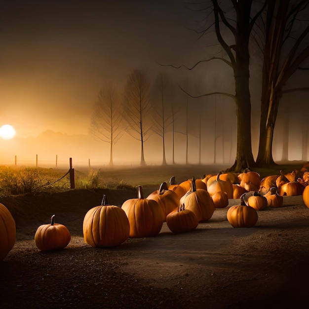 Photo halloween pumpkin with bat castle