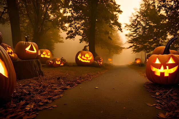 Halloween pumpkin with bat castle