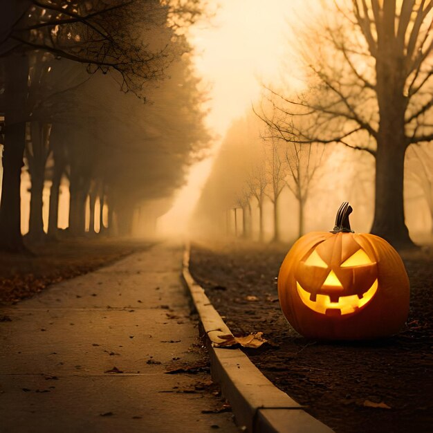 Halloween pumpkin with bat castle