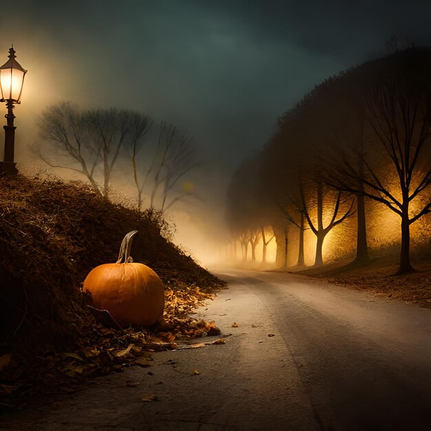 Photo halloween pumpkin with bat castle