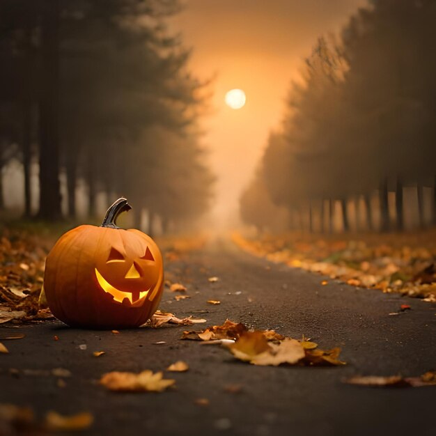 Halloween pumpkin with bat castle