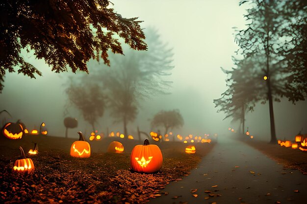 Photo halloween pumpkin with bat castle