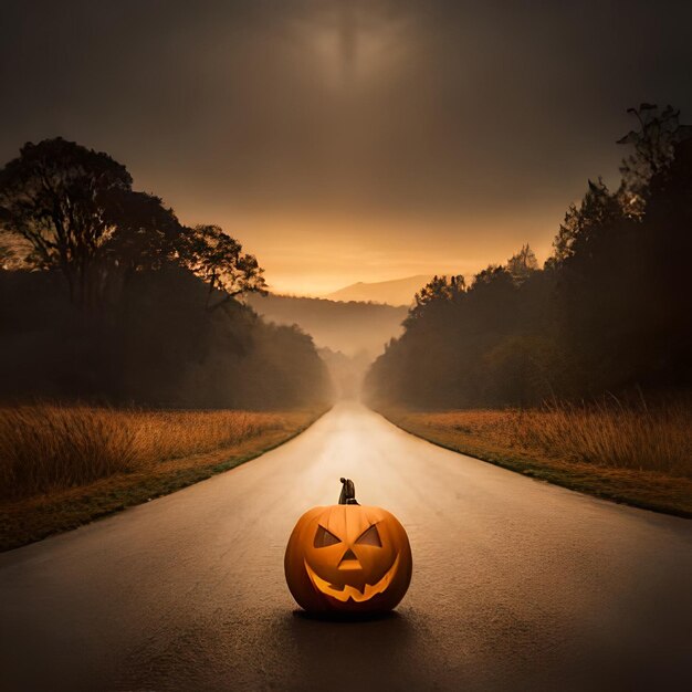 Photo halloween pumpkin with bat castle