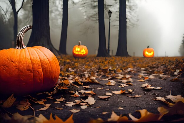 Halloween pumpkin with bat castle