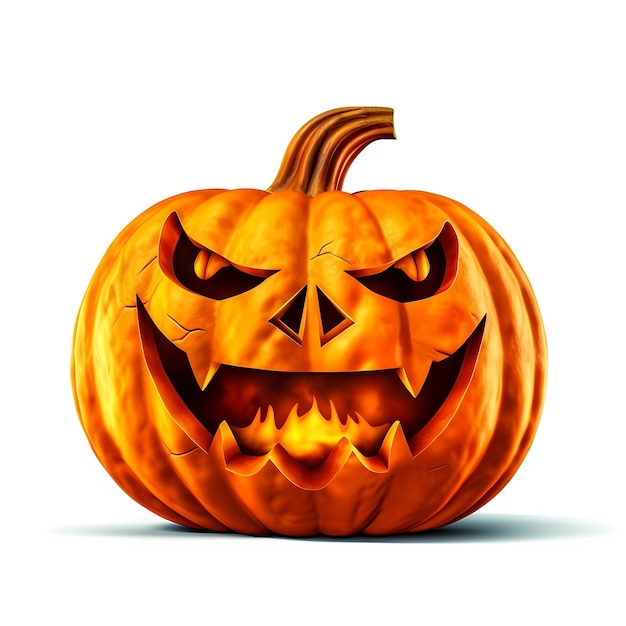 Halloween pumpkin with burning inside isolated on white background Happy Halloween