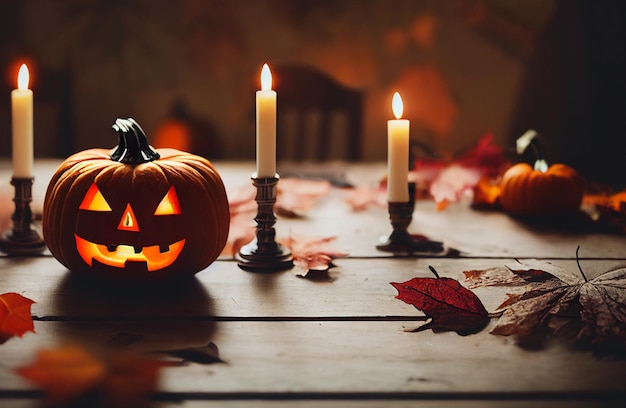 Halloween pumpkin with candles