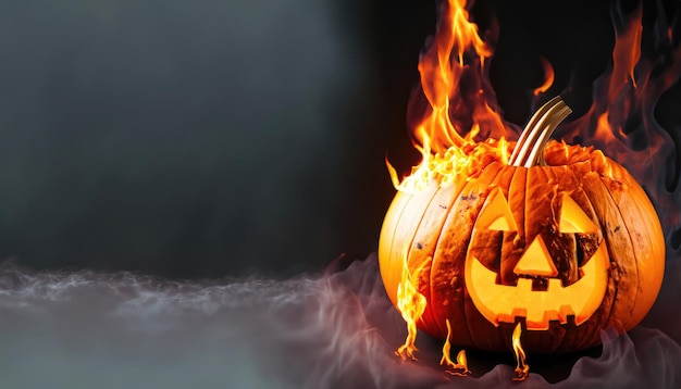 Photo halloween pumpkin with copy space for halloween concept