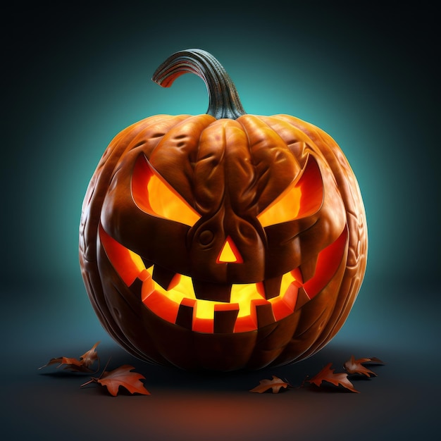 a halloween pumpkin with glowing eyes on a dark background