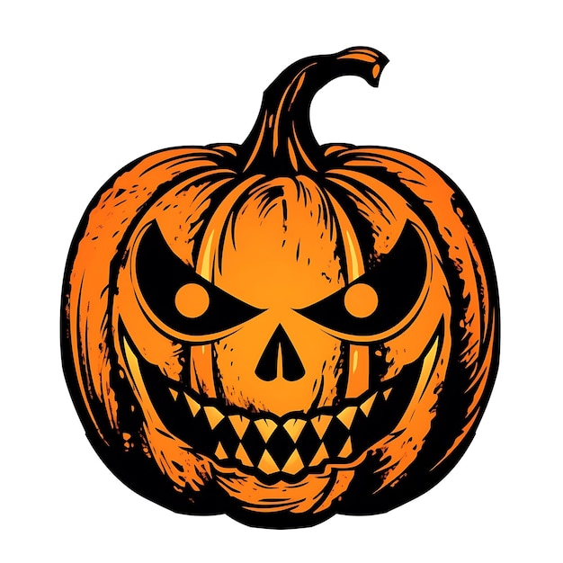 Halloween pumpkin with happy face on white background Vector cartoon Illustration