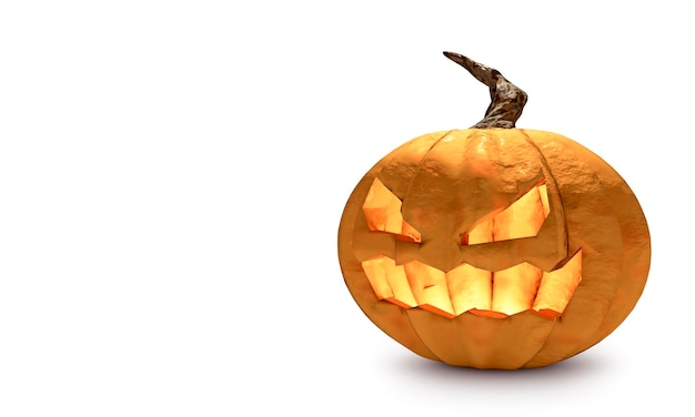 Halloween pumpkin with happy face on white background