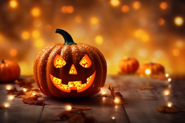 a halloween pumpkin with a pumpkin on the top of it