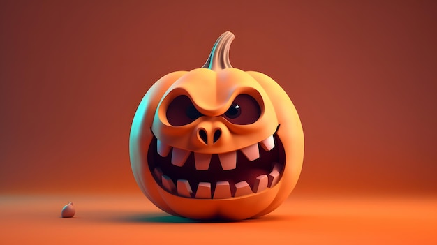 A halloween pumpkin with a scary face