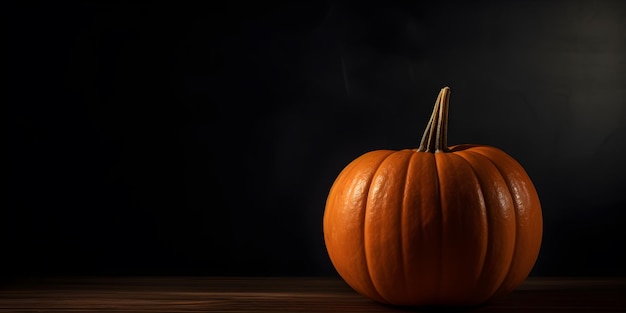 Halloween pumpkin with smoke on black background Copy space for your text