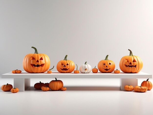 Halloween pumpkin with a spooky face on a white background3d rendering