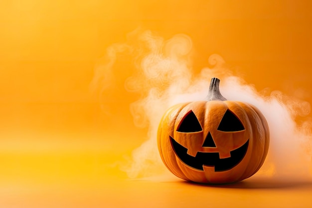 Halloween pumpkin with steam