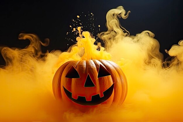 Halloween pumpkin with steam