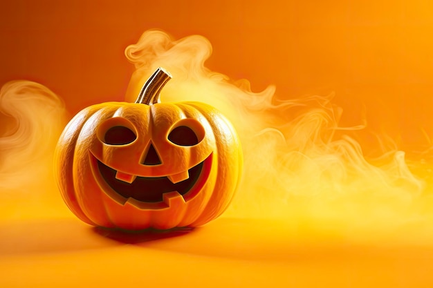 Halloween pumpkin with steam