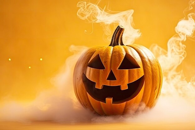 Halloween pumpkin with steam