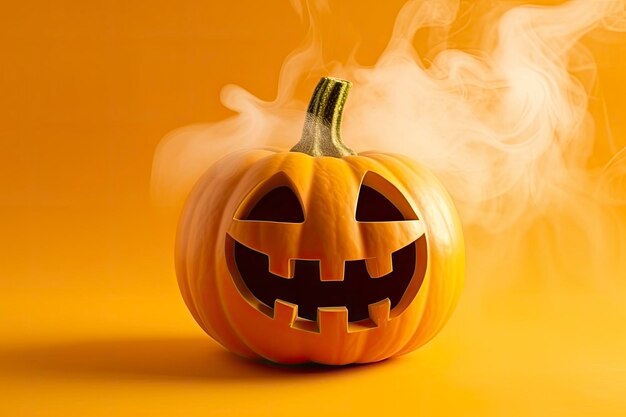 Halloween pumpkin with steam