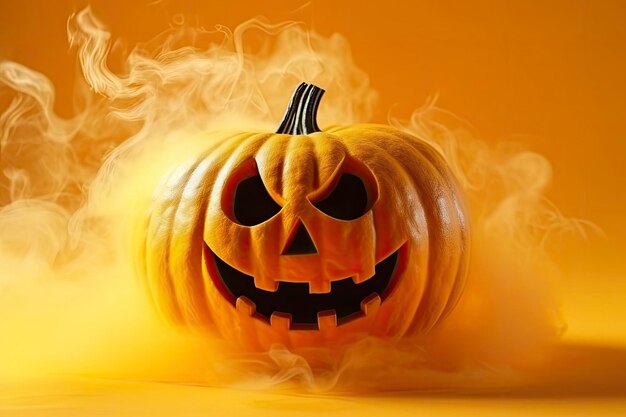 Halloween pumpkin with steam