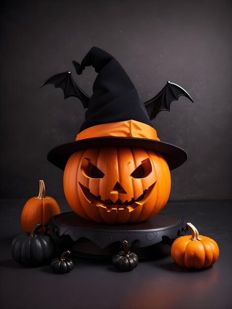 Halloween pumpkin with witch hat design