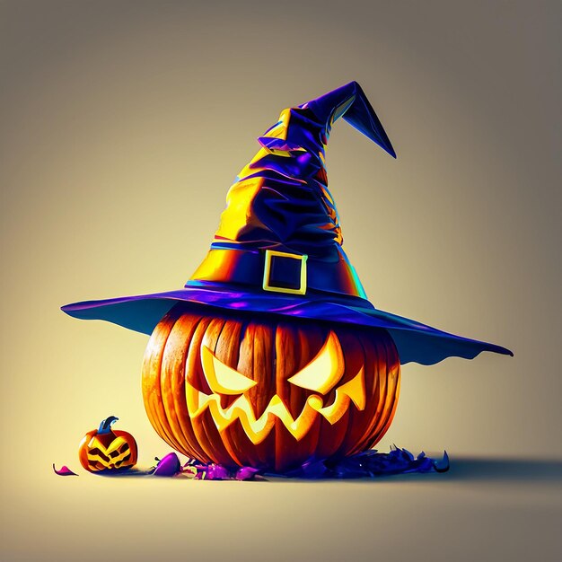 Хэллоуин тыква с шляпой ведьмы