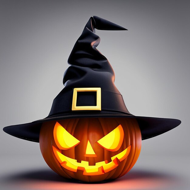 Halloween Pumpkin With Witch Hat