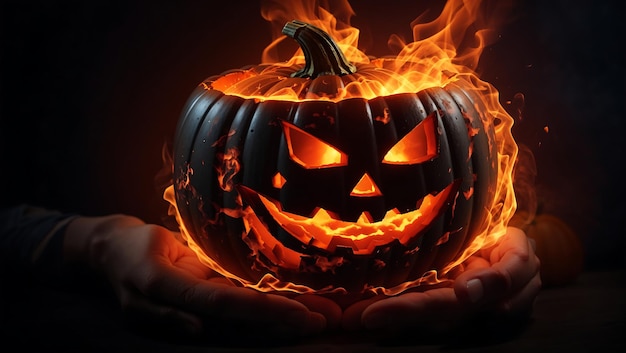 Halloween pumpkinonfire glow effects background