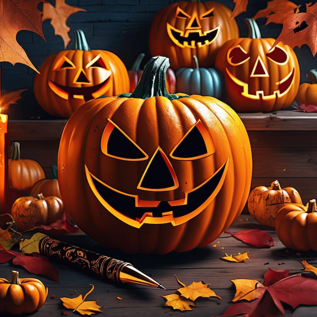 Halloween pumpkins Ai Generated