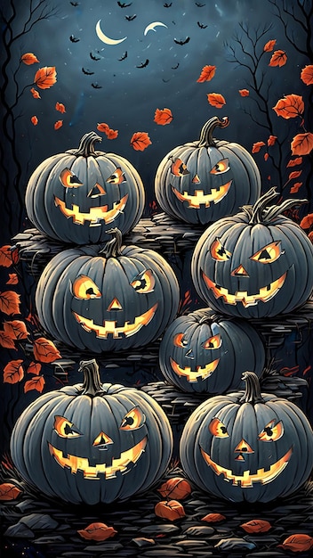 Photo halloween pumpkins background