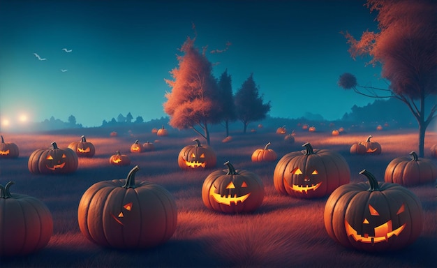 Halloween pumpkins in beautiful landscape