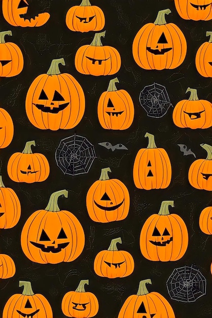 Halloween pumpkins on a black background