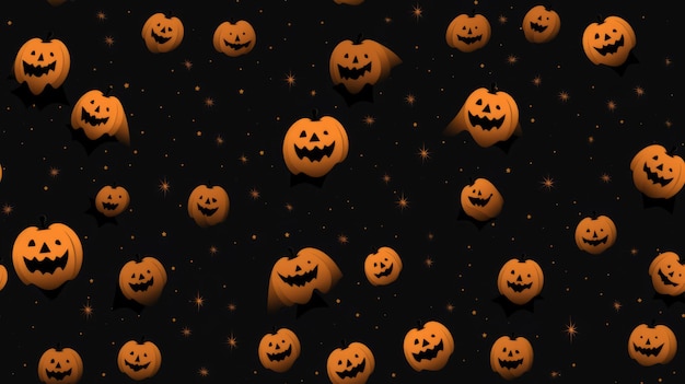 Foto zucche di halloween su uno sfondo nero