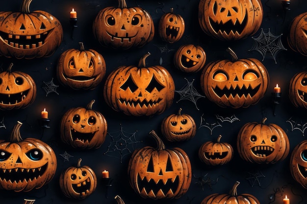Photo halloween pumpkins on a black background