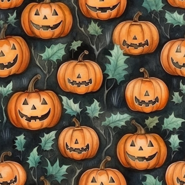 Halloween pumpkins on a black background.