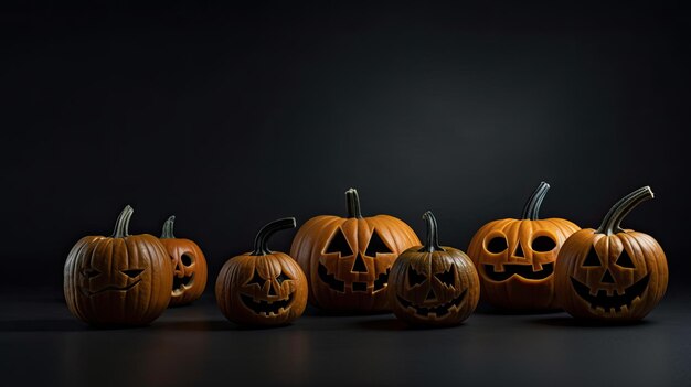 Halloween pumpkins on a black background