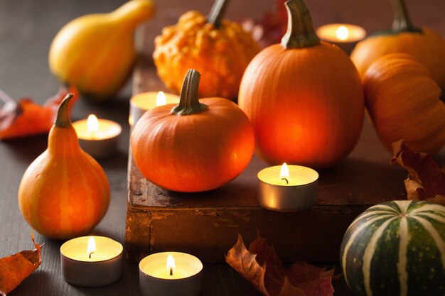 Halloween pumpkins and candles