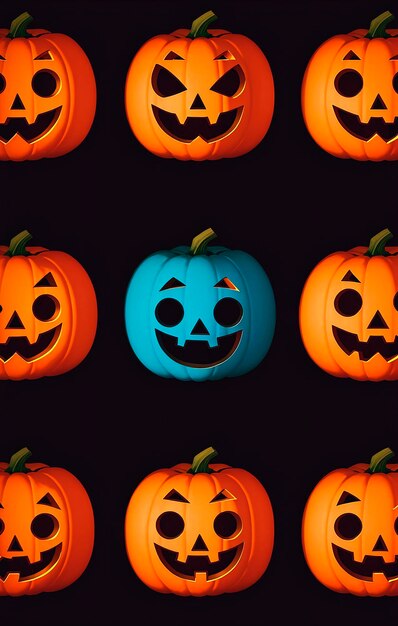 Foto zucche di halloween su uno sfondo scuro