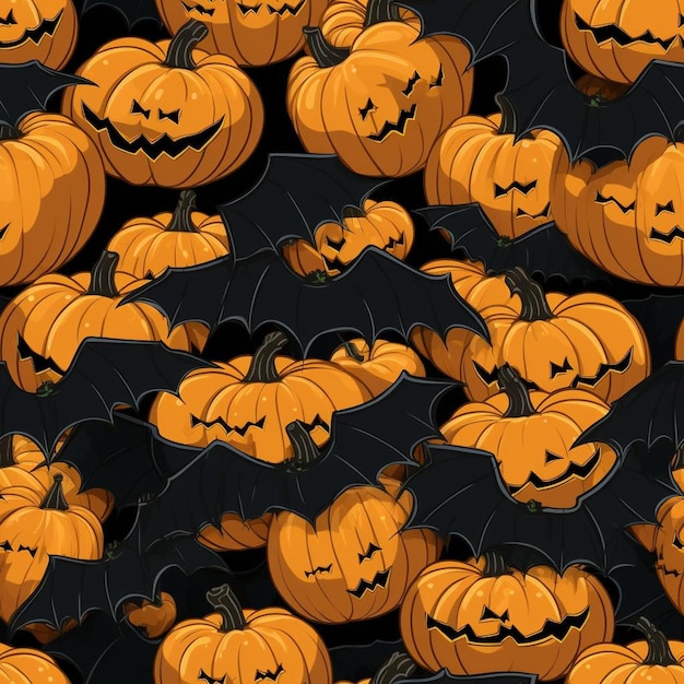 Halloween pumpkins on a dark background