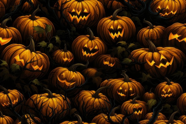 halloween pumpkins in the dark background