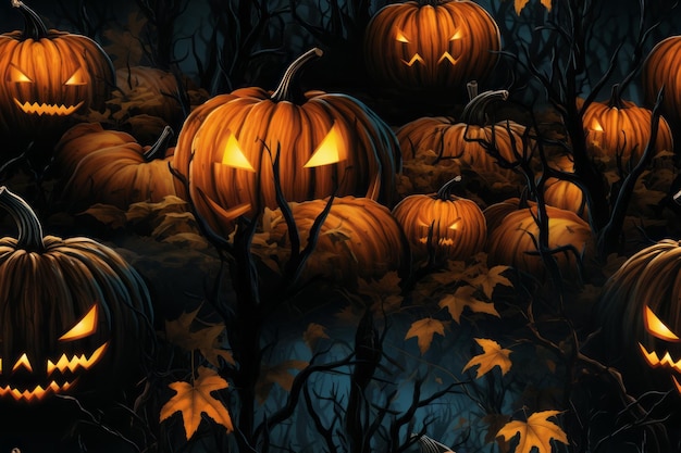 halloween pumpkins in the forest