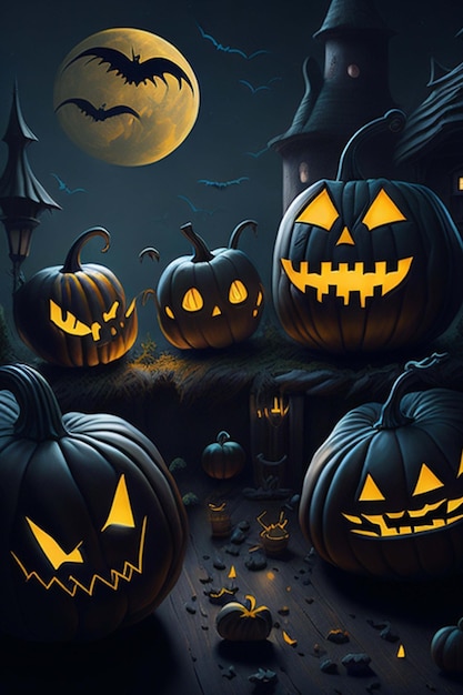 halloween pumpkins goblins and halloween ornaments Generative AI