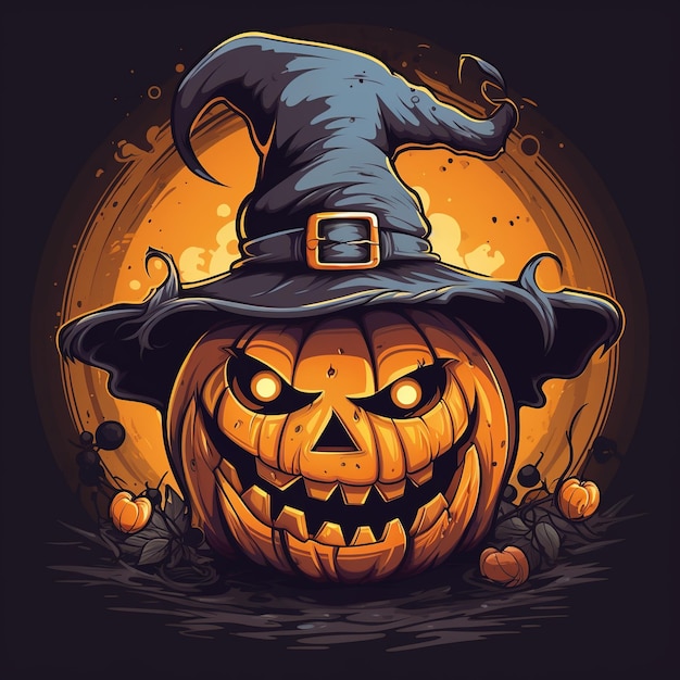 Halloween Pumpkins In Graveyard A Spooky Forest At Night Witch Haunted House Ai Generated